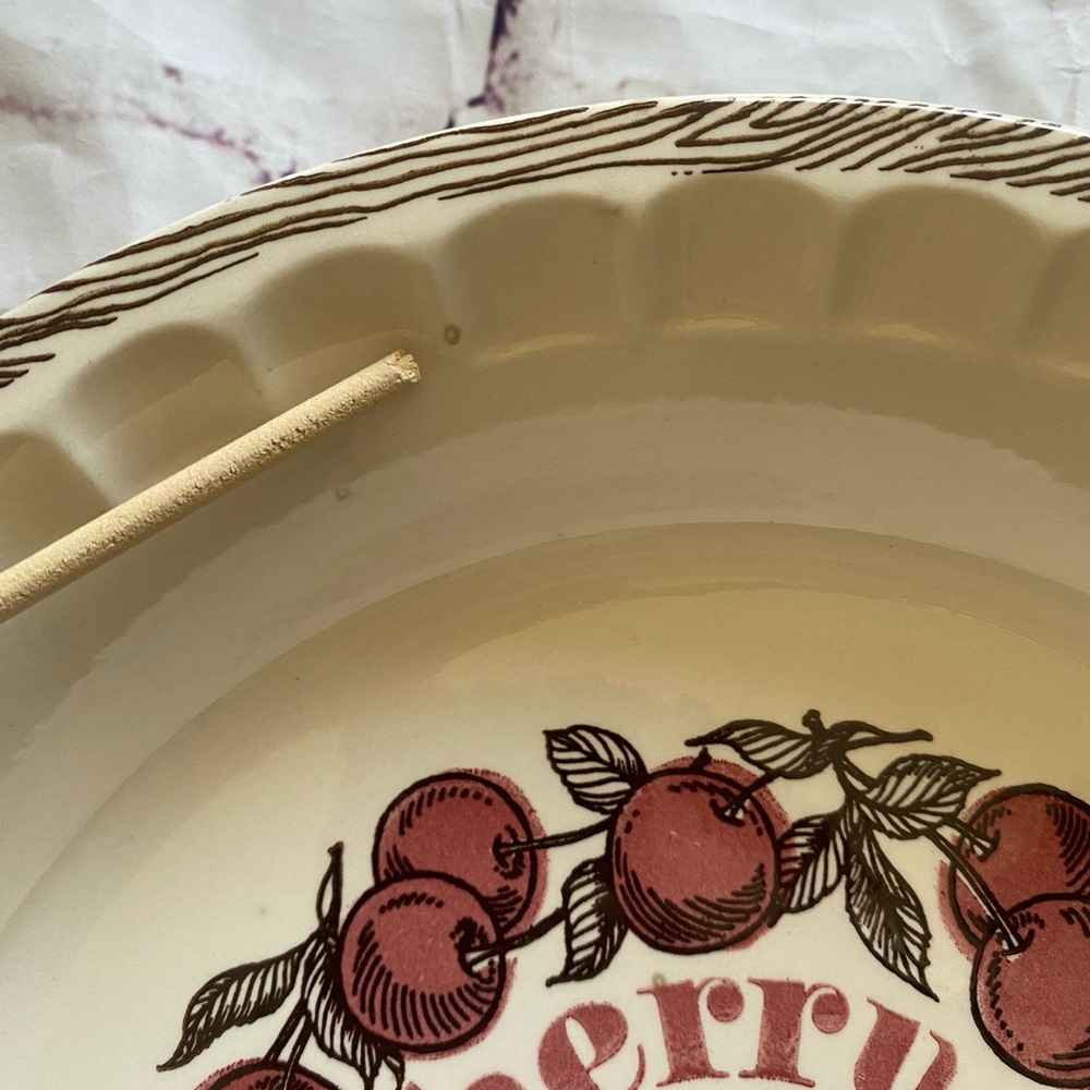 Vintage Country Harvest Pie Plates Set Cherry & Cheesecake Recipe Dishes 11” - Picture 12 of 15